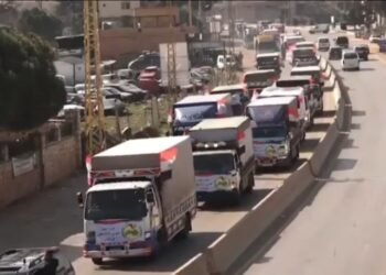 بالصور قوافل الإغاثة من الأشقاء في لبنان